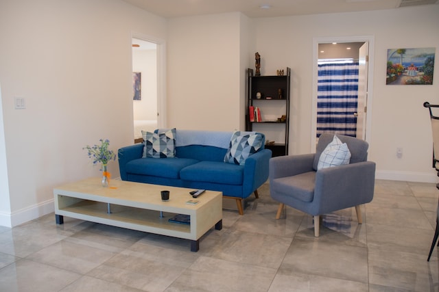 view of tiled living room