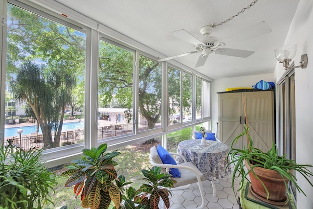 2004 Granada Dr Unit L2, Coconut Creek, FL 33066 - sunroom featuring ceiling fan