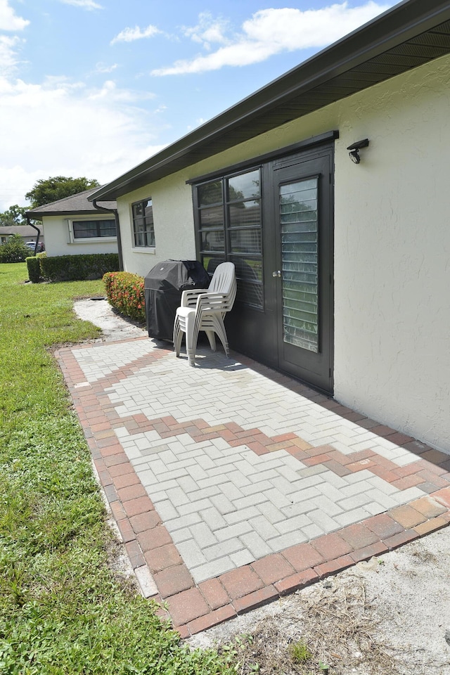 view of patio with area for grilling