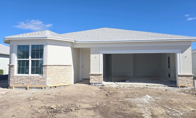 exterior space with a garage