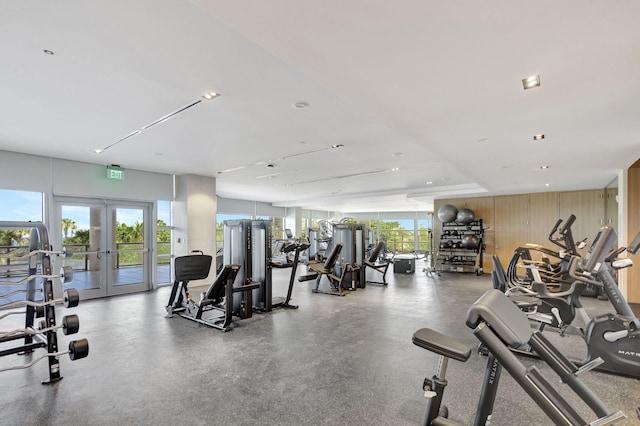 workout area with french doors