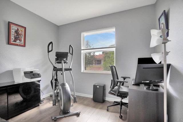 office with light hardwood / wood-style floors