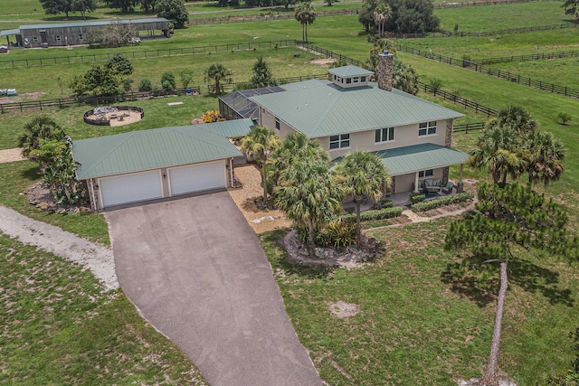 bird's eye view with a rural view