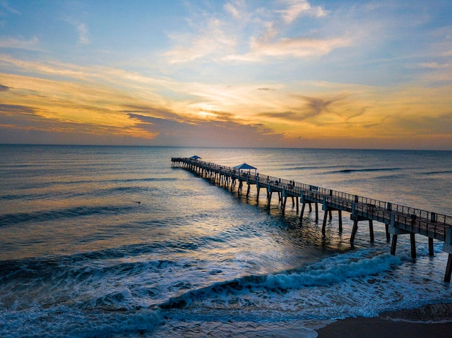 view of dock featuring a water view