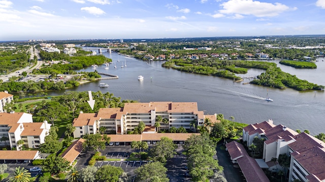 bird's eye view featuring a water view