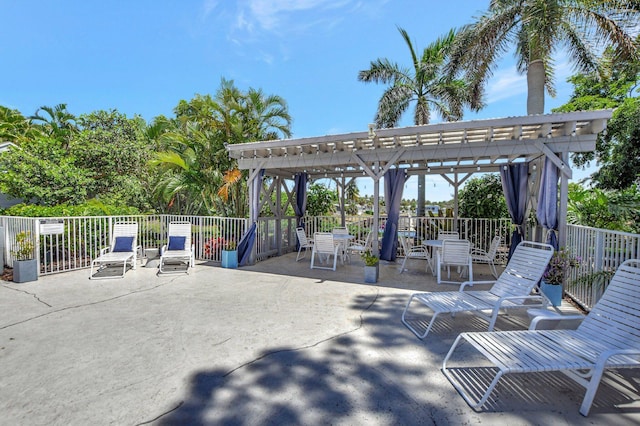 view of patio / terrace featuring a pergola