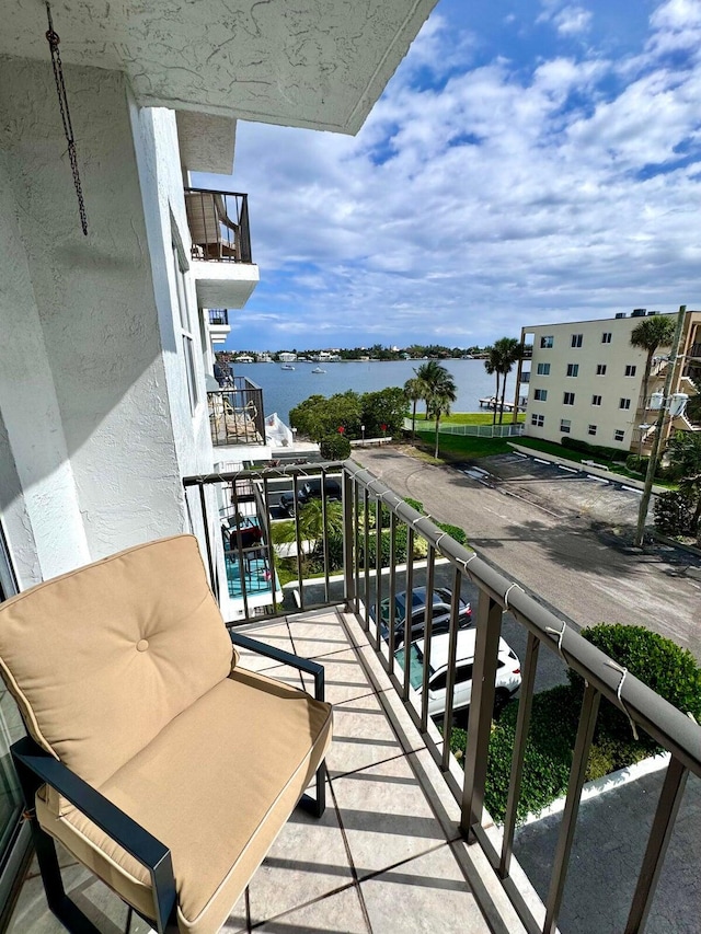 balcony with a water view