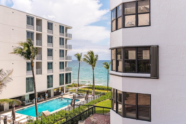 1155 Hillsboro Mile Unit 305, Hillsboro Beach, FL 33062 - pool with a water view, a patio area, and a beach view