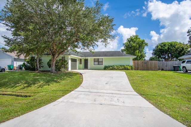 ranch-style home with a front yard