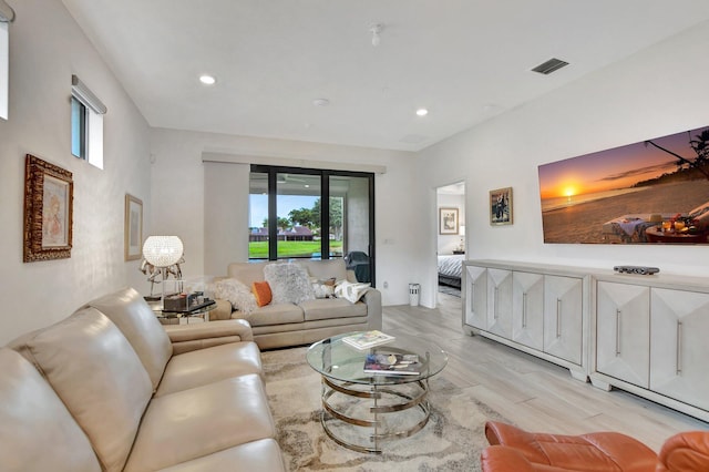 living room featuring light hardwood / wood-style floors