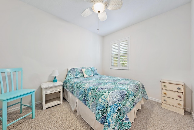 bedroom with carpet flooring and ceiling fan