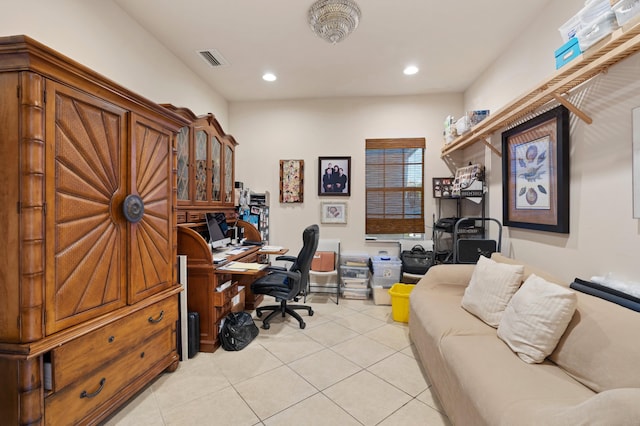 office space with light tile patterned floors