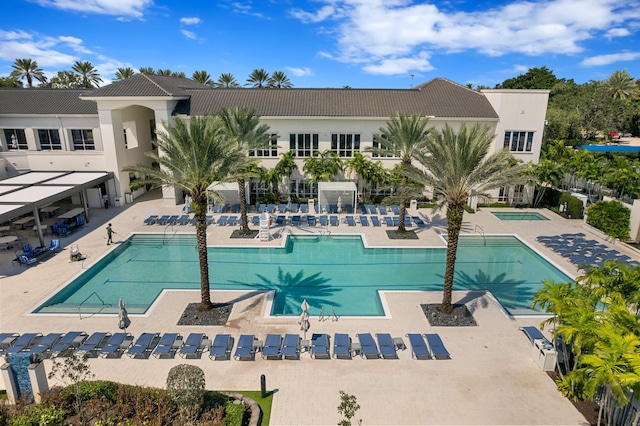 view of pool featuring a patio area