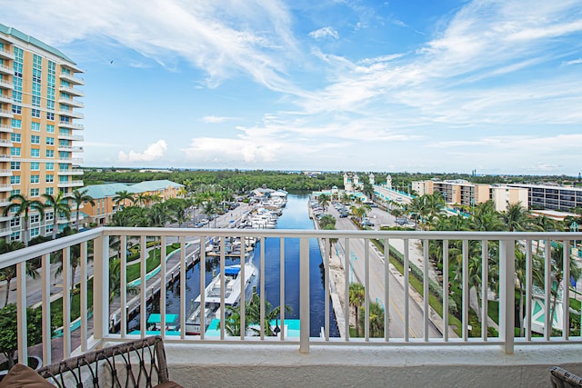 balcony with a water view