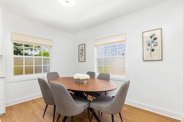 dining area with light wood-type flooring