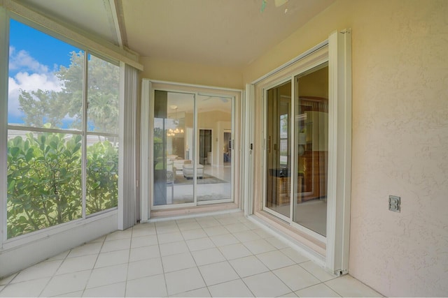 view of unfurnished sunroom