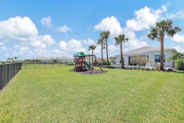 view of yard with a playground