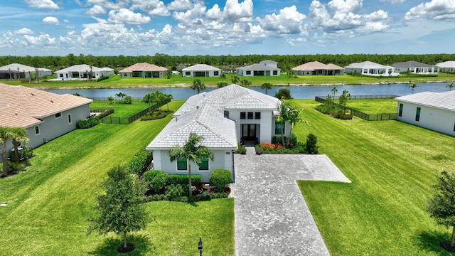 bird's eye view featuring a water view