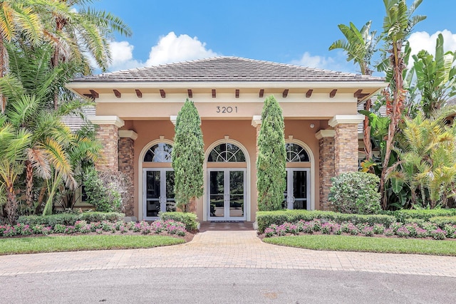 exterior space featuring french doors