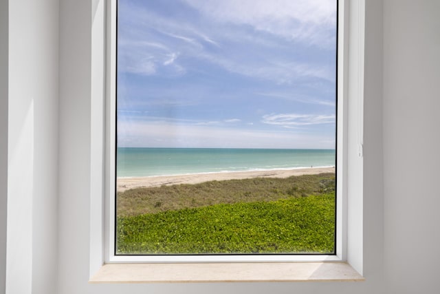 view of water feature with a view of the beach