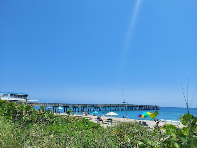 view of water feature featuring a view of the beach