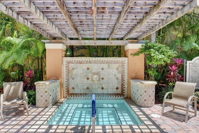 view of patio / terrace featuring a pergola