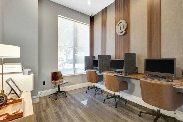 office space featuring hardwood / wood-style flooring