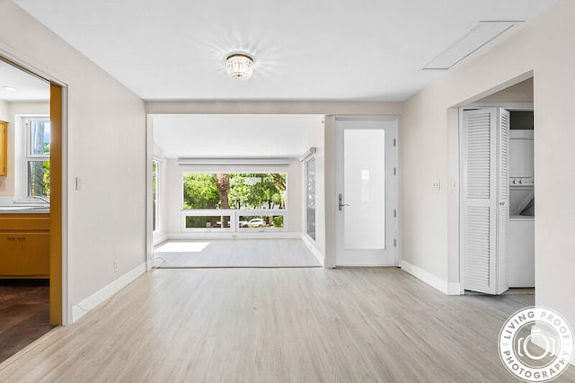 entrance foyer with light wood-type flooring