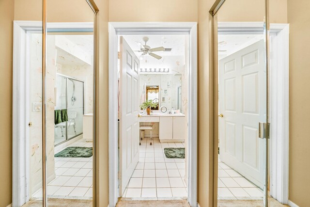 interior space featuring light tile patterned flooring