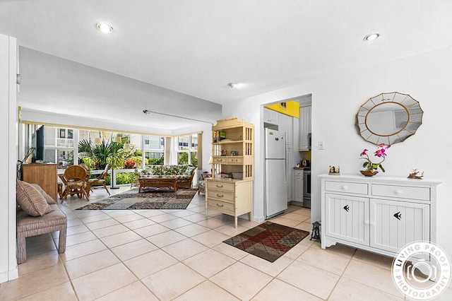 interior space with light tile patterned floors