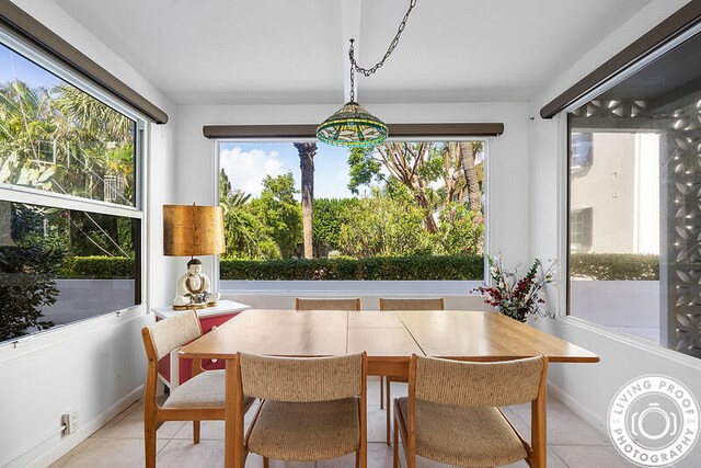 view of tiled dining area