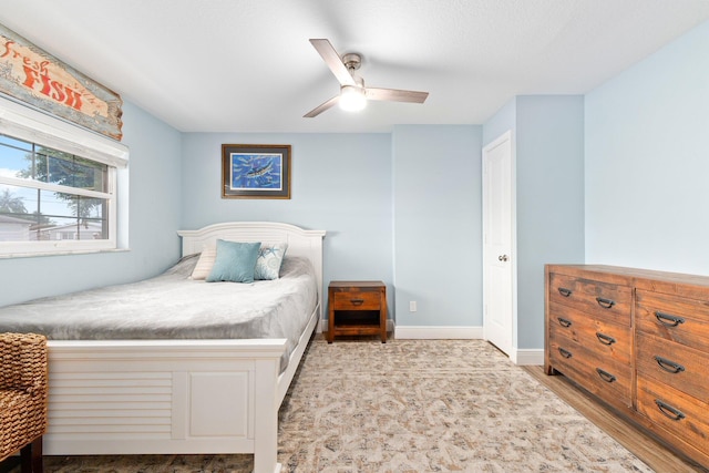 bedroom featuring ceiling fan