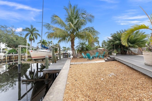 view of dock featuring a water view