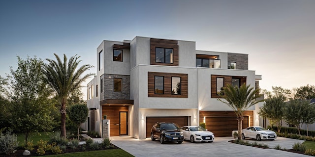 contemporary home with a garage