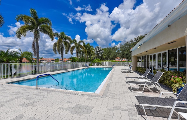 view of pool featuring a patio