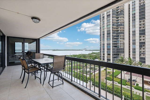 balcony with a water view