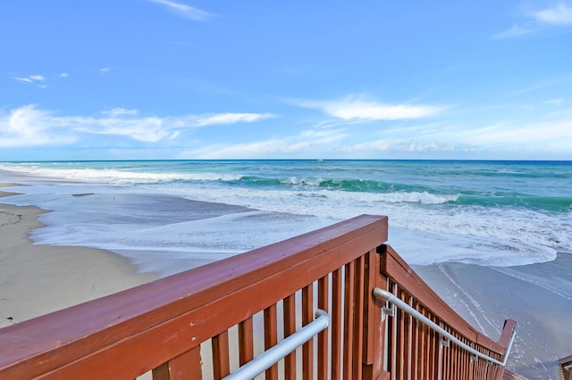 view of water feature featuring a beach view