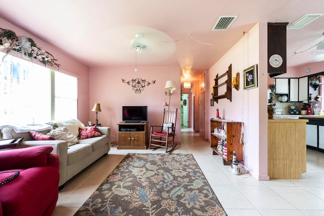 view of tiled living room