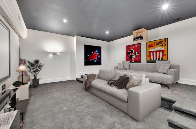 cinema room with carpet floors