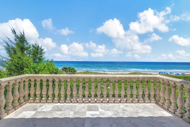 property view of water with a beach view