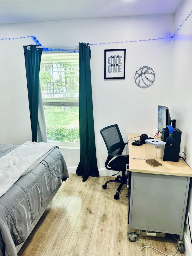 bedroom featuring light hardwood / wood-style floors