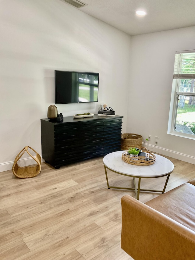 interior space with light hardwood / wood-style flooring