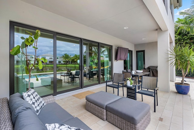 view of patio / terrace featuring an outdoor living space