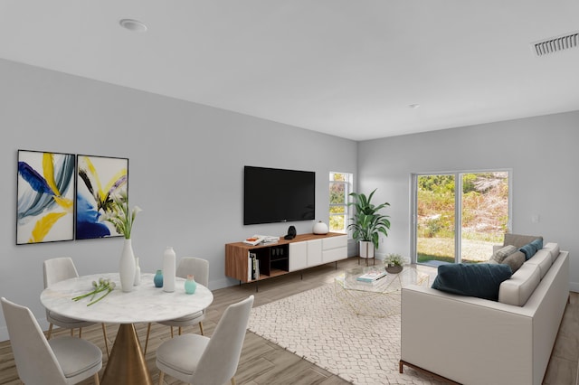 living room featuring light hardwood / wood-style flooring