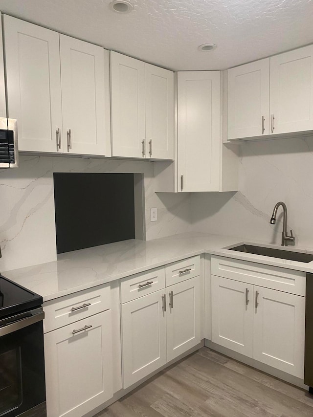 kitchen featuring light hardwood / wood-style floors, sink, tasteful backsplash, and stainless steel appliances