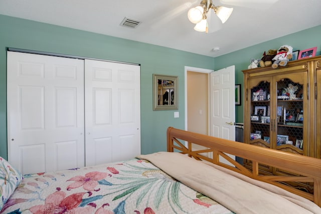 bedroom with a closet and ceiling fan