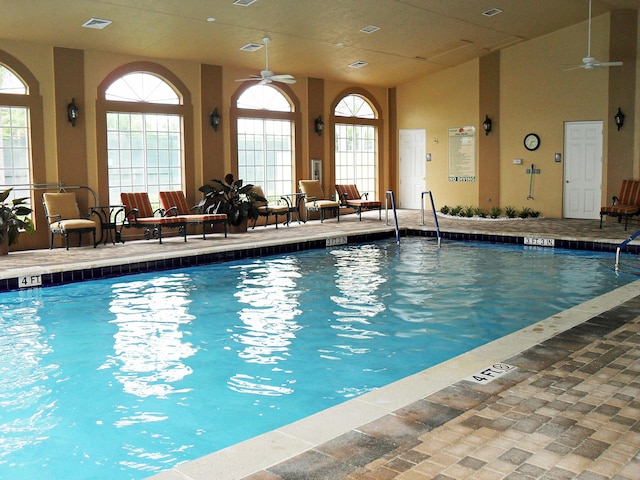 view of pool with ceiling fan