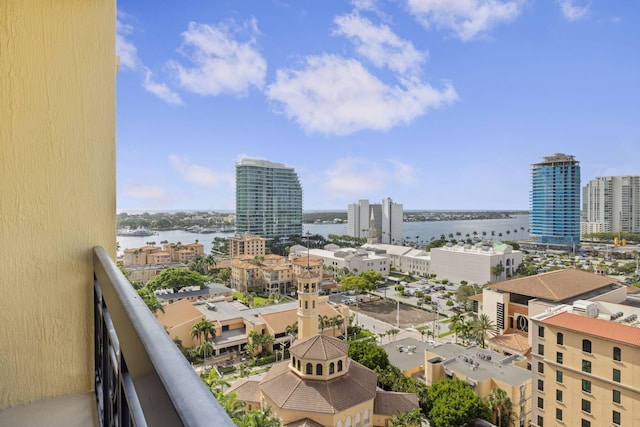 property's view of city with a water view