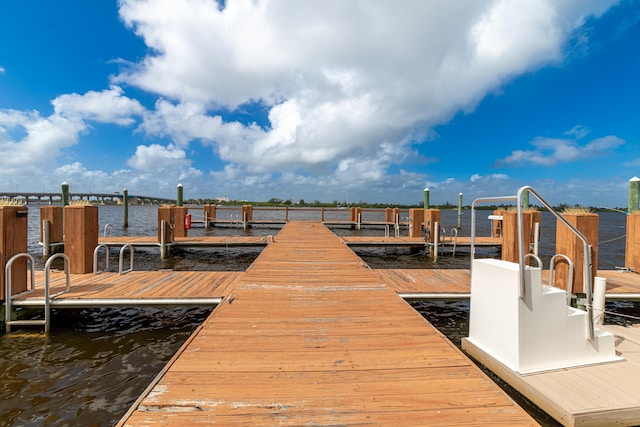 view of dock featuring a water view