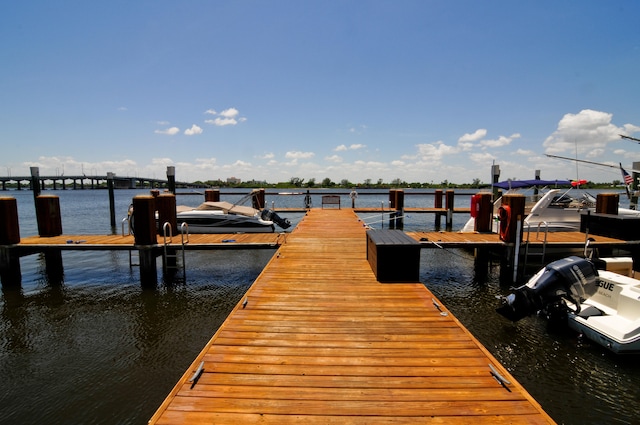 dock area featuring a water view